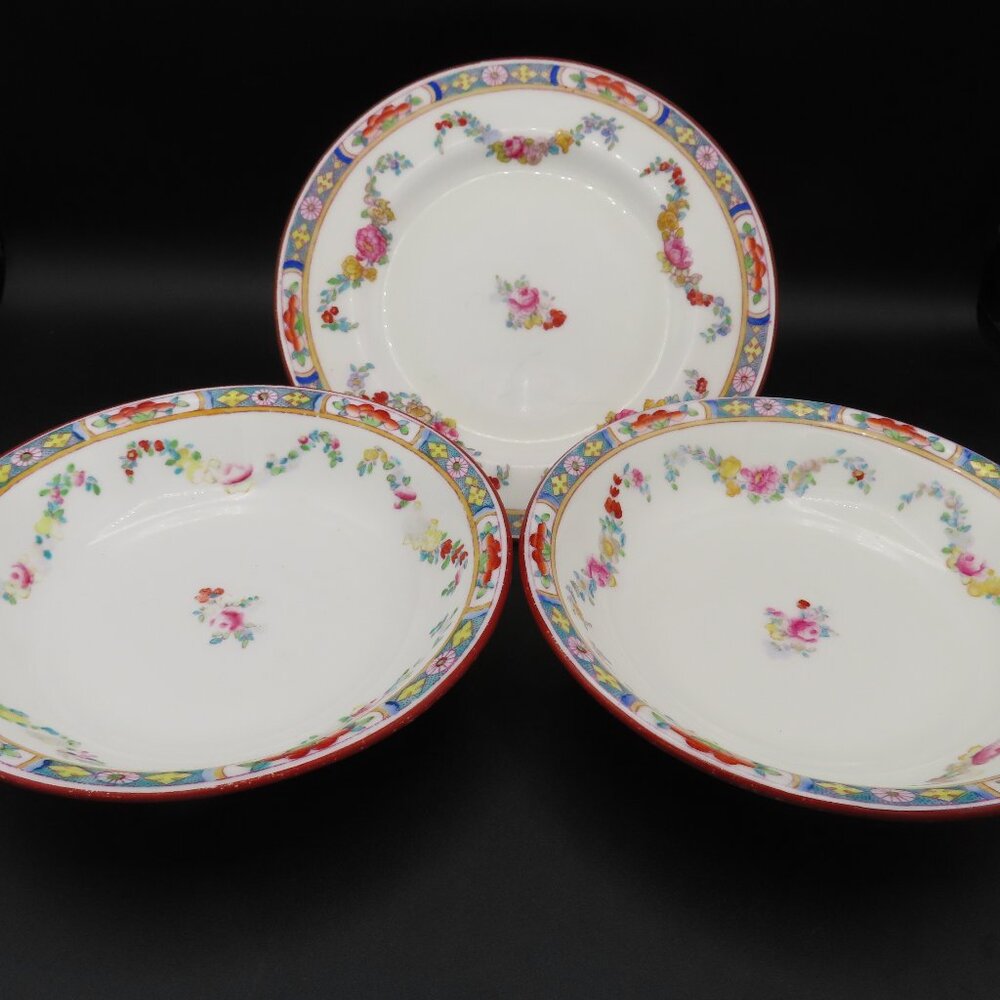 Vintage Set of 3, Minton Rose 1 Bread & Butter Plate, 2 Cereal Bowls